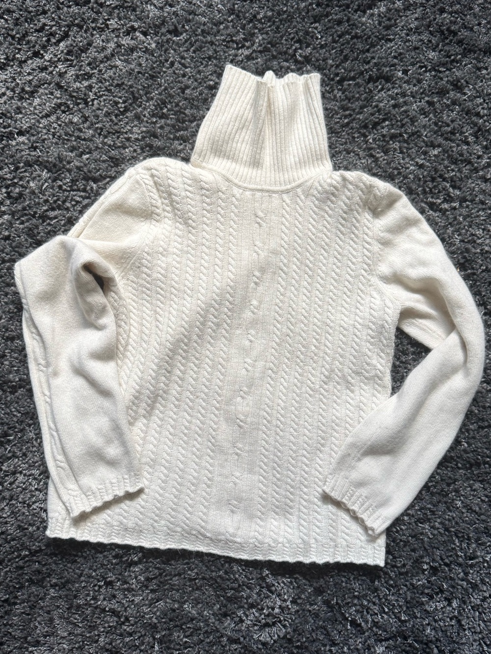 Sigrid Olsen ivory Cable Knit turtleneck Sweater- Size Large